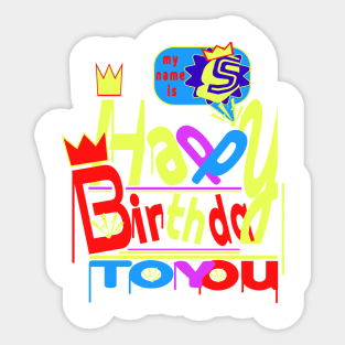 Happy Birthday Alphabet Letter (( S )) Dazzling Creative Design Sticker